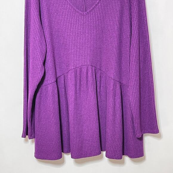 Lane Bryant Top Womens 22/24 Purple Waffle Knit Long Empire Waist Stretch Shirt - Picture 12 of 13